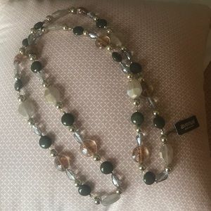 Army Green, Ivory & Gold Long Necklace